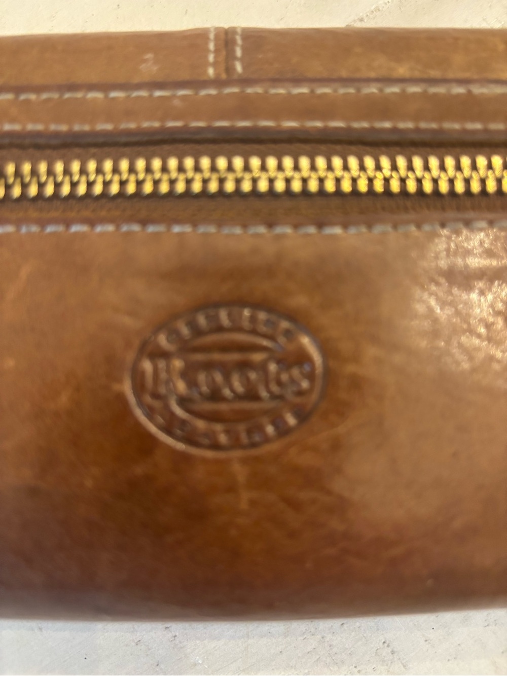 ROOTS Authentic Large Trifold Wallet with Insert in Camel Leather